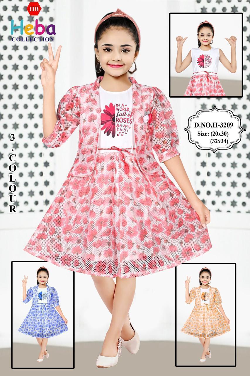 Girls Printed Party Wear Dress with Stylish Jacket SET OF 6 PIECES